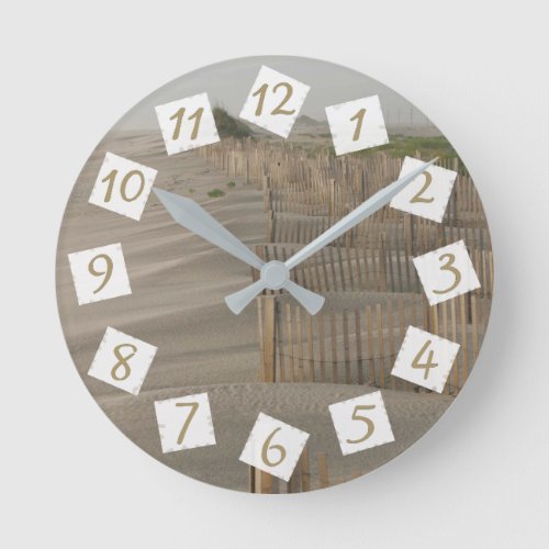 Sandy Beach Seaside Beach House Round Clock