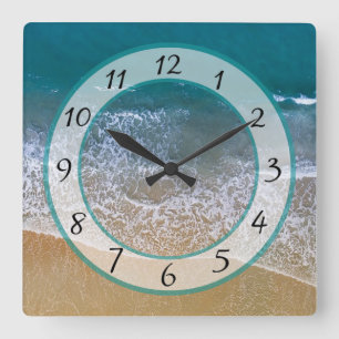 Sandy Beach Shore Ocean Waves Clock