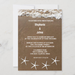 Sandy Beach Starfish Ocean Destination Wedding Invitation