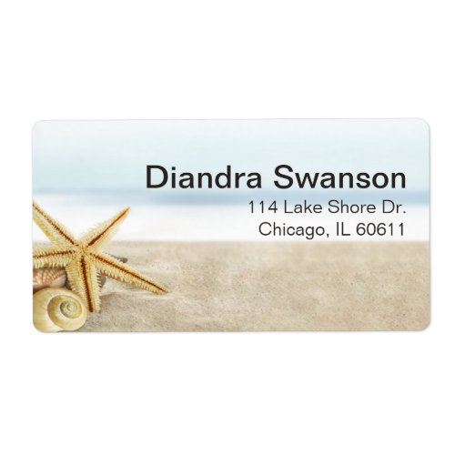 Sandy Beach Starfish Seashells Label