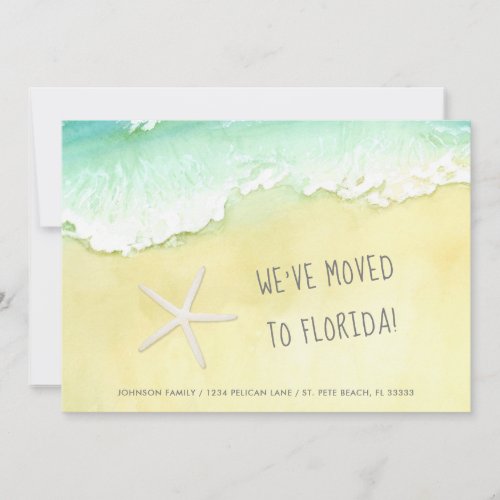 Sandy Beach Starfish We Moved to Florida New Home Announcement