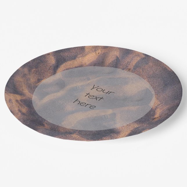 Sandy Beach Structure Photo Paper Plates (Angled)