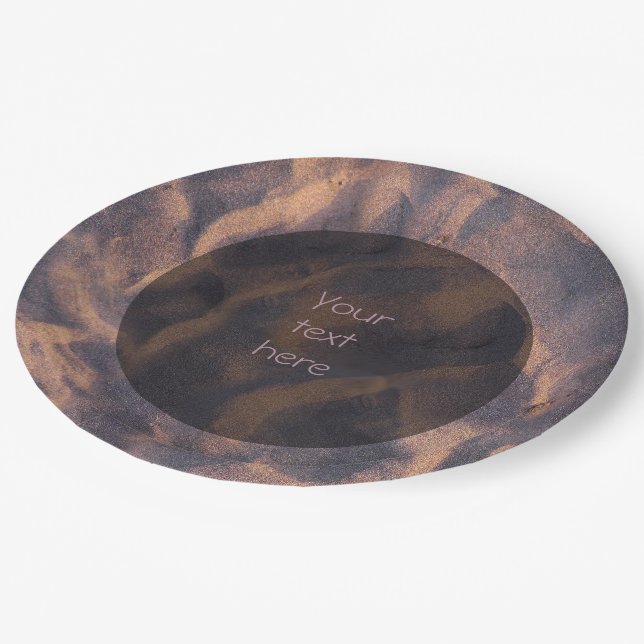 Sandy Beach Structure Photo Paper Plates (Angled)