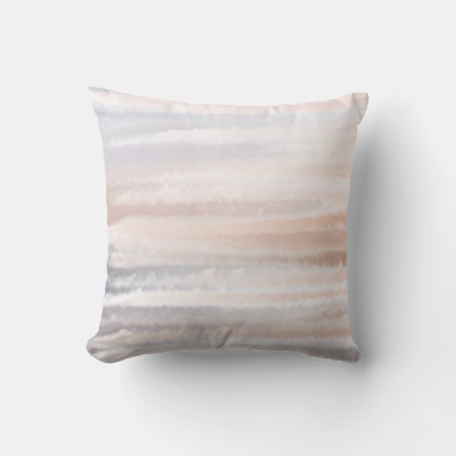 Sandy Beach Summer Tan Abstract Watercolor Throw Pillow (Front)