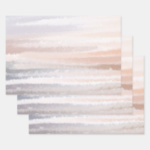 Sandy Beach Summer Tan Abstract Watercolor Wrapping Paper Sheets