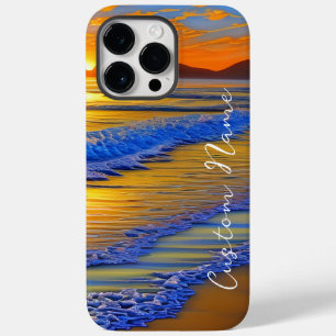 Sandy Beach Sunset with personalized name Case-Mate iPhone 14 Pro Max Case