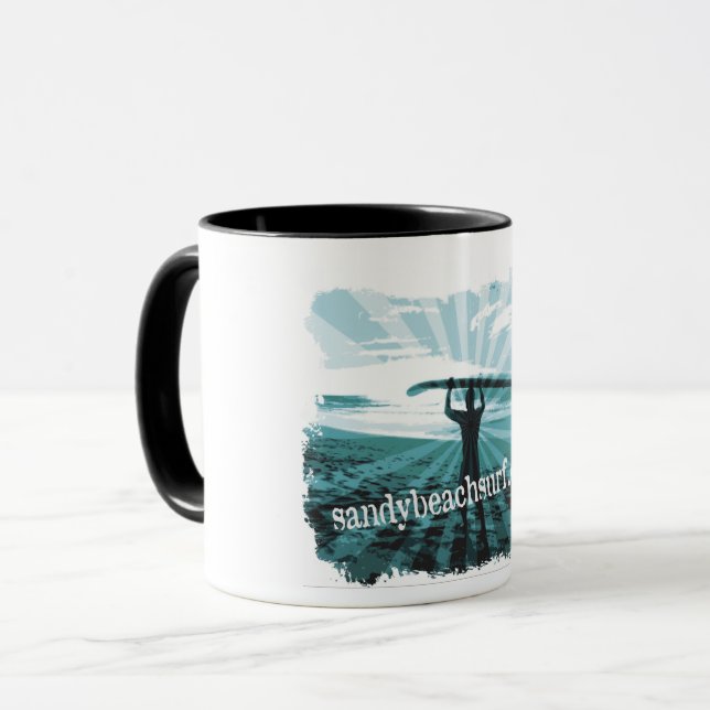 Sandy Beach Surfing Coffe Mug (Front Left)
