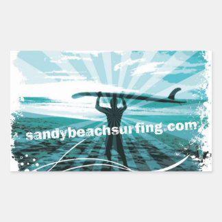 Sandy Beach Surfing Logo Rectangular Sticker