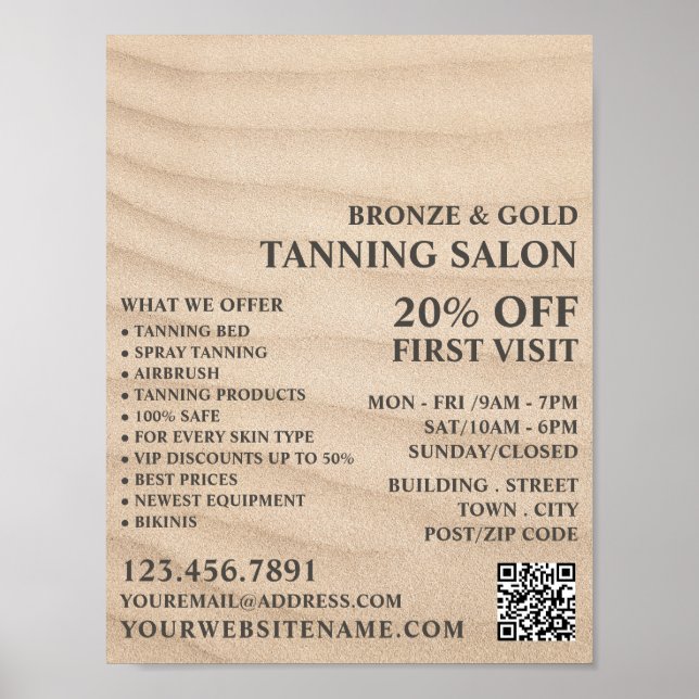 Sandy Beach, Tanning Salon Advertising Poster (Front)