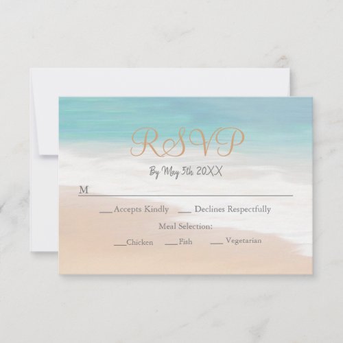 Sandy Beach Themed Seaside Beach Wedding RSVP Card