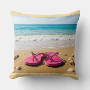 sandy beach throw pillow