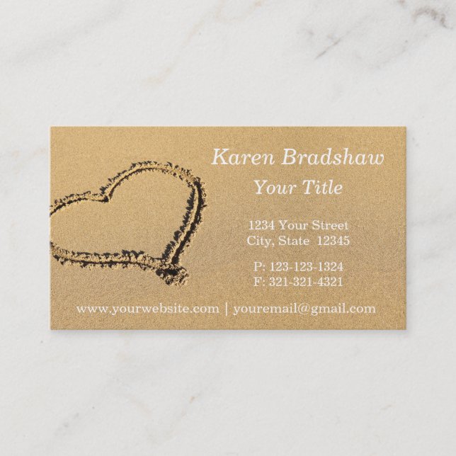 Sandy Beach w/ Heart Business Cards (Front)