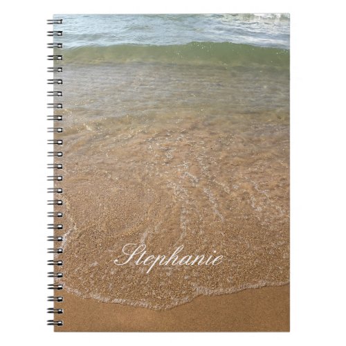 Sandy Beach Water Custom Name Monograms Ocean Notebook