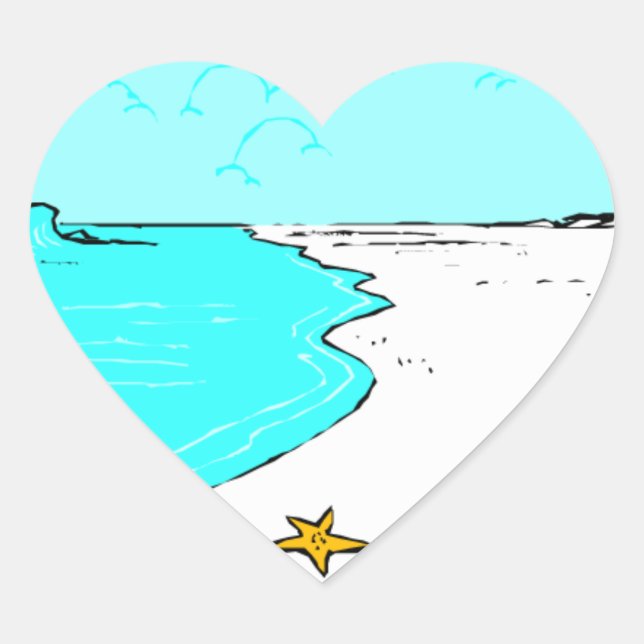 Sandy Beach Wedding Hearts Heart Sticker (Front)