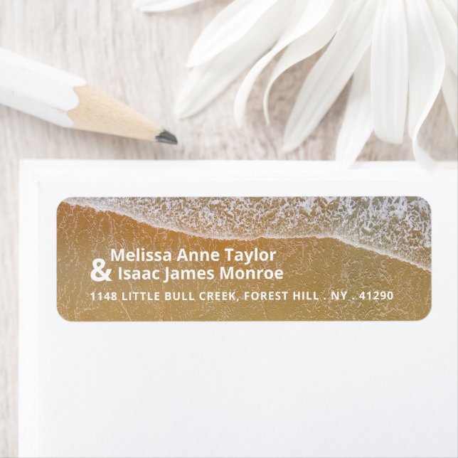 Sandy Beach Wedding Label (Insitu)