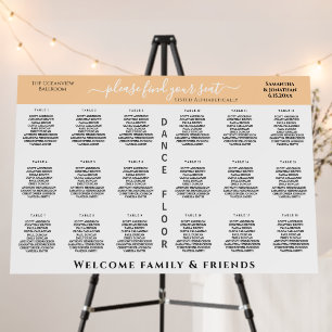 Sandy Beach White 18 Table Wedding Seating Chart Foam Board