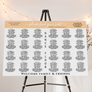 Sandy Beach White 24 Table Wedding Seating Chart Foam Board