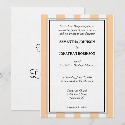 Sandy Beach White Cabana Stripes Love Invitation