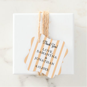 Sandy Beach White Stripes Wedding Thank You Favor Tags