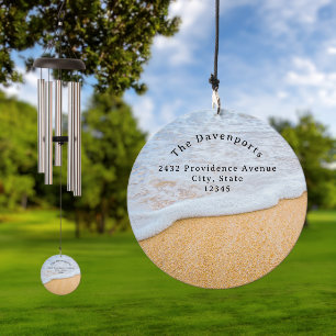 Sandy Beach with Foamy Surf Address Wind Chime