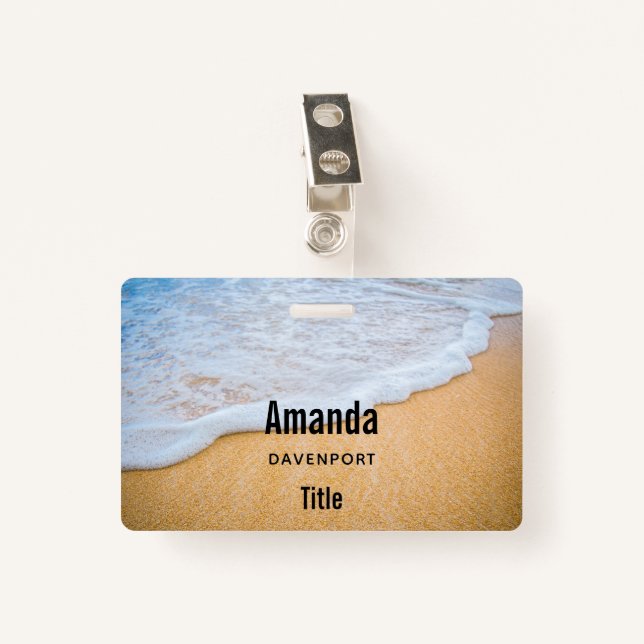 Sandy Beach with Foamy Surf Badge (Front with Clip)