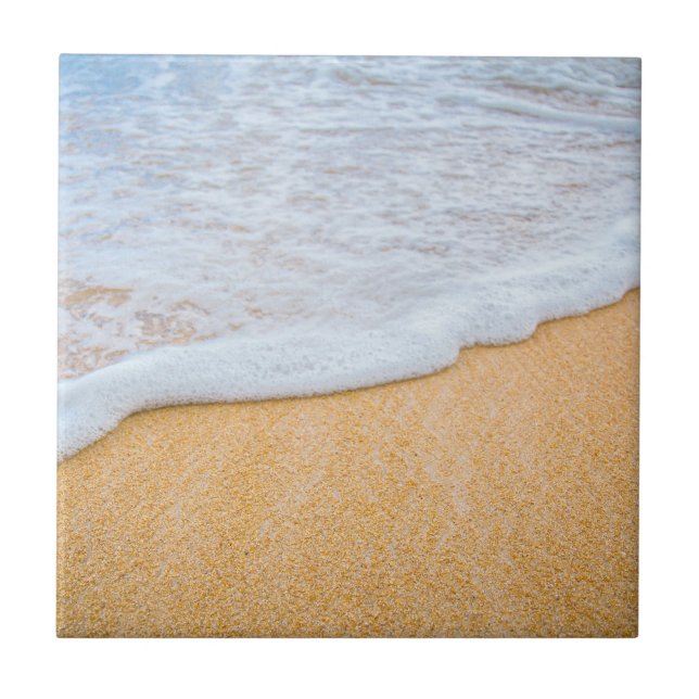 Sandy Beach with Foamy Surf Ceramic Tile (Front)