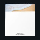 Sandy Beach with Foamy Surf Notepad<br><div class="desc">A notepad with a photograph of a golden brown sandy beach with white foamy surf.</div>