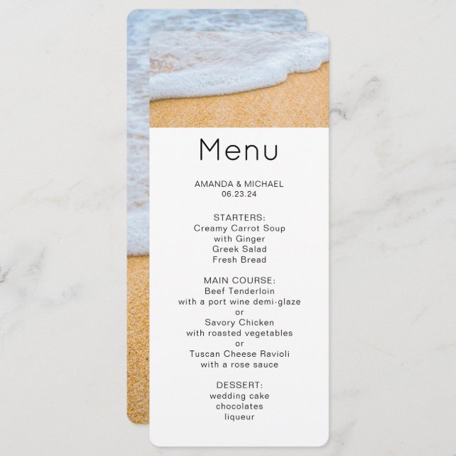 Sandy Beach with Foamy Surf Photo Invitation (Front/Back)