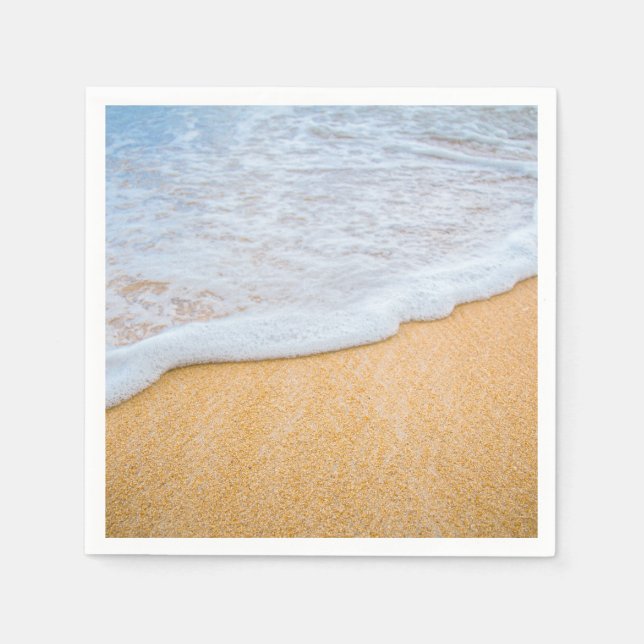 Sandy Beach with Foamy Surf Photo Napkins (Front)
