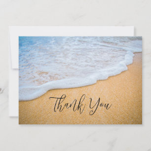 Sandy Beach with Foamy Surf Photo Thank You Card