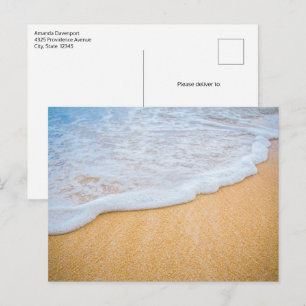 Sandy Beach with Foamy Surf Postcard