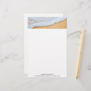 Sandy Beach with Foamy Surf Stationery