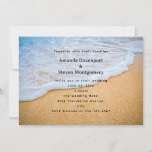 Sandy Beach with Foamy Surf Wedding Invitation