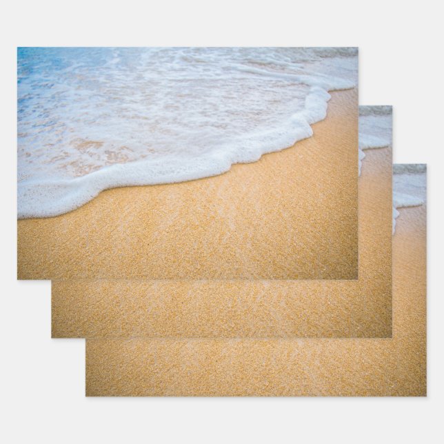 Sandy Beach with Foamy Surf Wrapping Paper Sheets (Set)