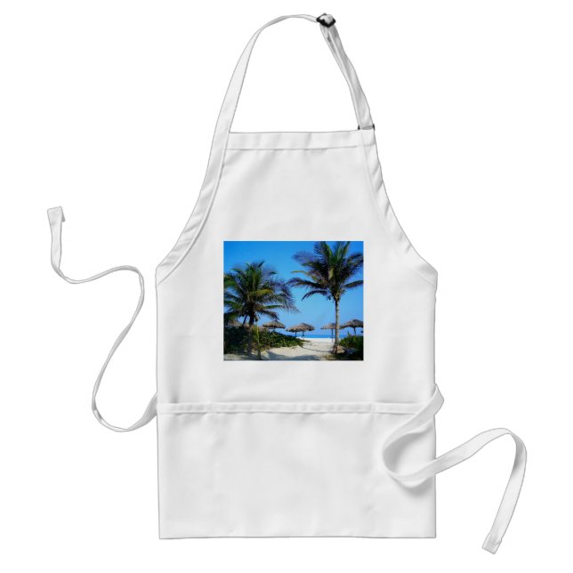 Sandy Beach With Palm Trees and An Ocean View Adult Apron (Front)