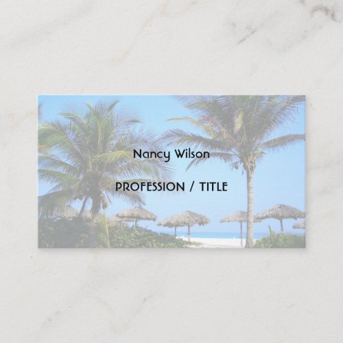 Sandy Beach With Palm Trees and An Ocean View Business Card