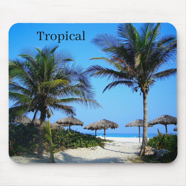 Sandy Beach With Palm Trees and An Ocean View Mous Mouse Pad (Front)