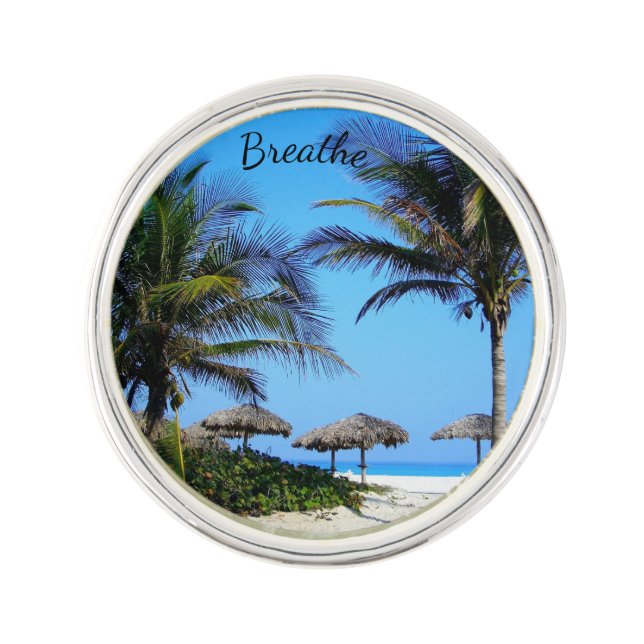 Sandy Beach With Palm Trees and An Ocean View Pin (Front)