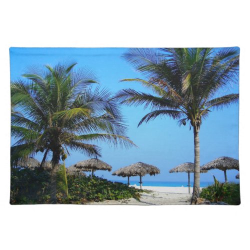 Sandy Beach With Palm Trees and An Ocean View Plac Cloth Placemat