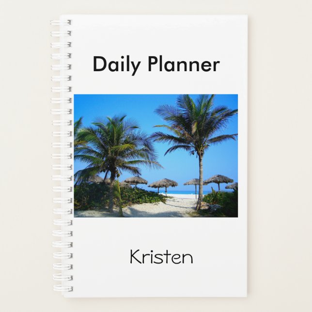Sandy Beach With Palm Trees and An Ocean View Planner (Front)