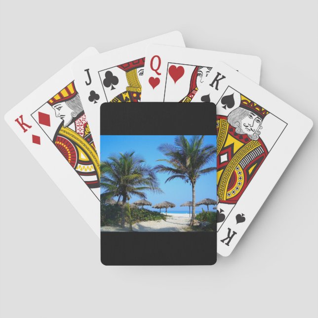 Sandy Beach With Palm Trees and An Ocean View Poker Cards (Back)