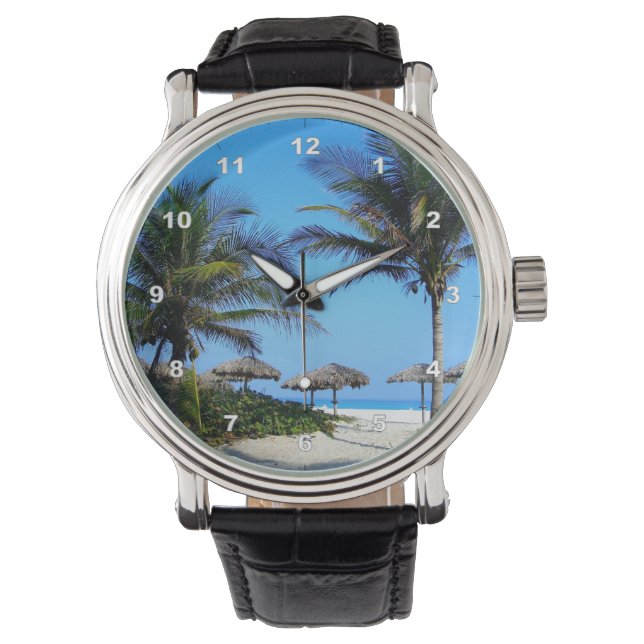 Sandy Beach With Palm Trees and An Ocean View Watch (Front)