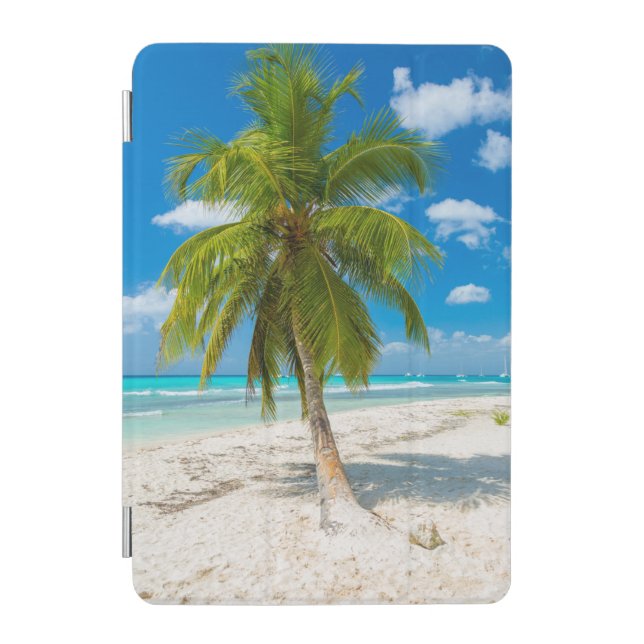 Sandy beach with tropical palm tree iPad mini cover (Front)