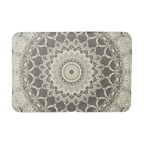 Sandy Beige Boho Beach Mandala Pattern Bath Mat