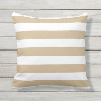 Sandy Brown Nautical Stripes Outdoor Pillows