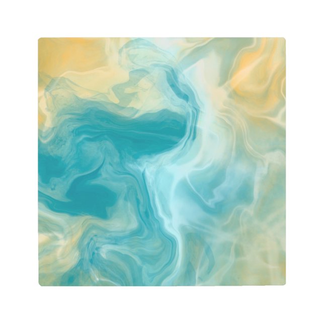 Sandy Brown Ocean Blue Fluid Art (Front)