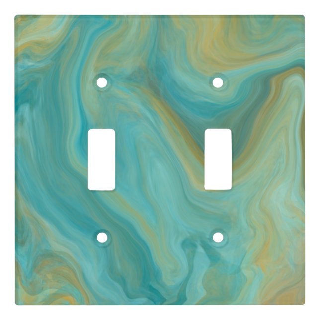Sandy Brown Ocean Teal Fluid Art    Light Switch Cover (Front)