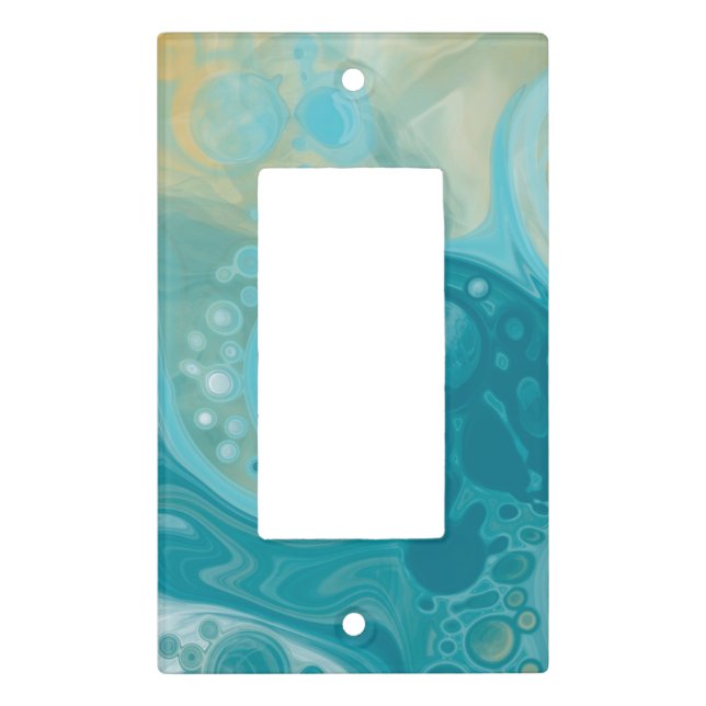 Sandy Brown Ocean Teal Fluid Art Light   Switch Cover (Front)