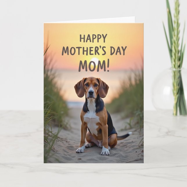 Sandy Canine Sunset Scene Card (Front)