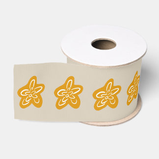 Sandy Cream Princess Golden Flowers Birthday Grosgrain Ribbon